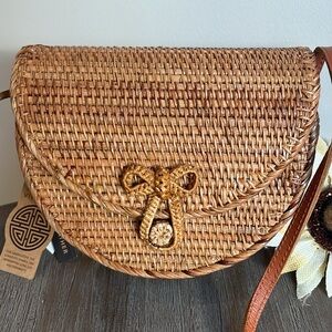 NWT Flap Over Saddle Woven Bag